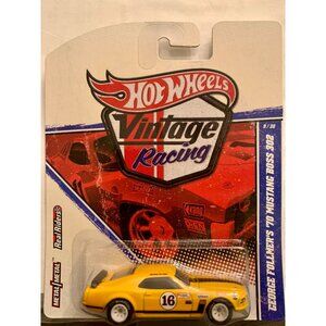 Hot Wheels Vintage Racing 70 Mustang Boss 302 Yellow 1:64 Scale Die-Cast Car